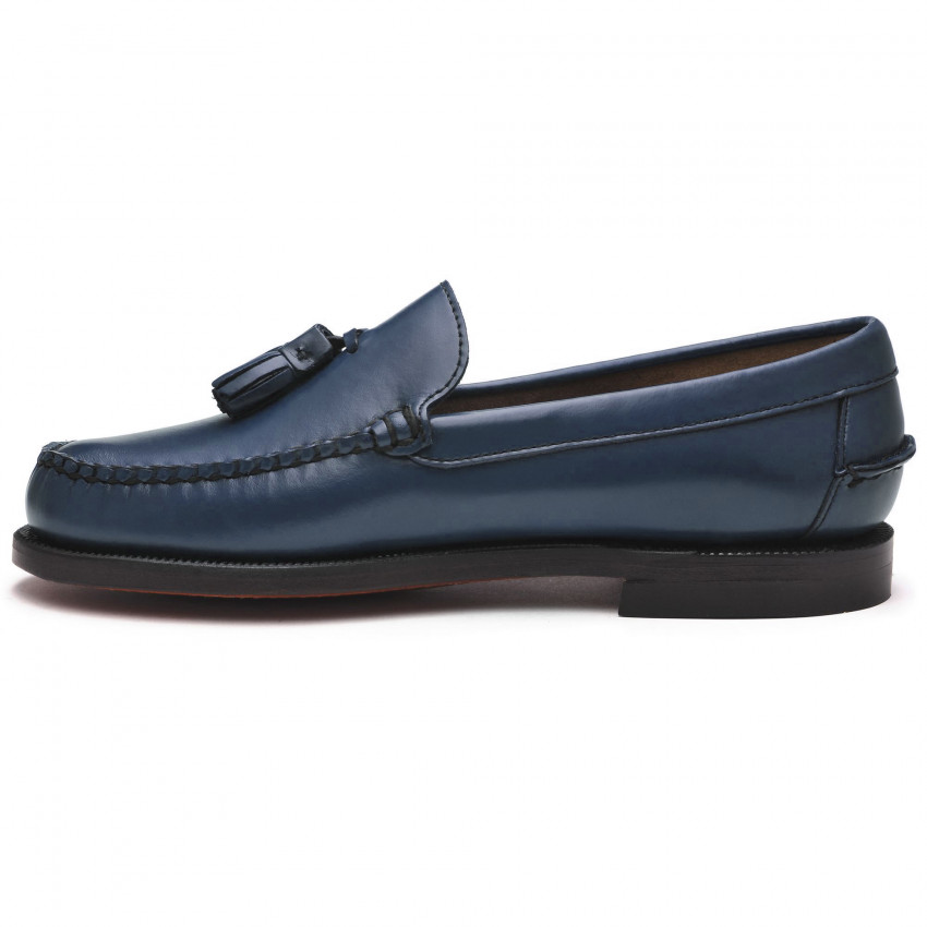 CLASSIC WILL BRILLANT BLUE MOCASSIN-Mocassin à glands femme en cuir pleine fleur coloris bleu