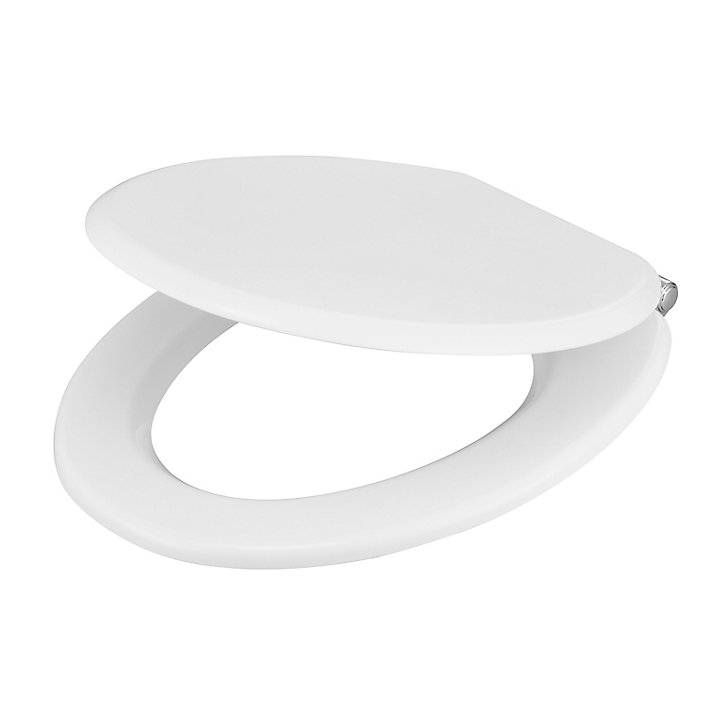 Abattant WC GoodHome Pilica coloris blanc en bois avec frein de chute