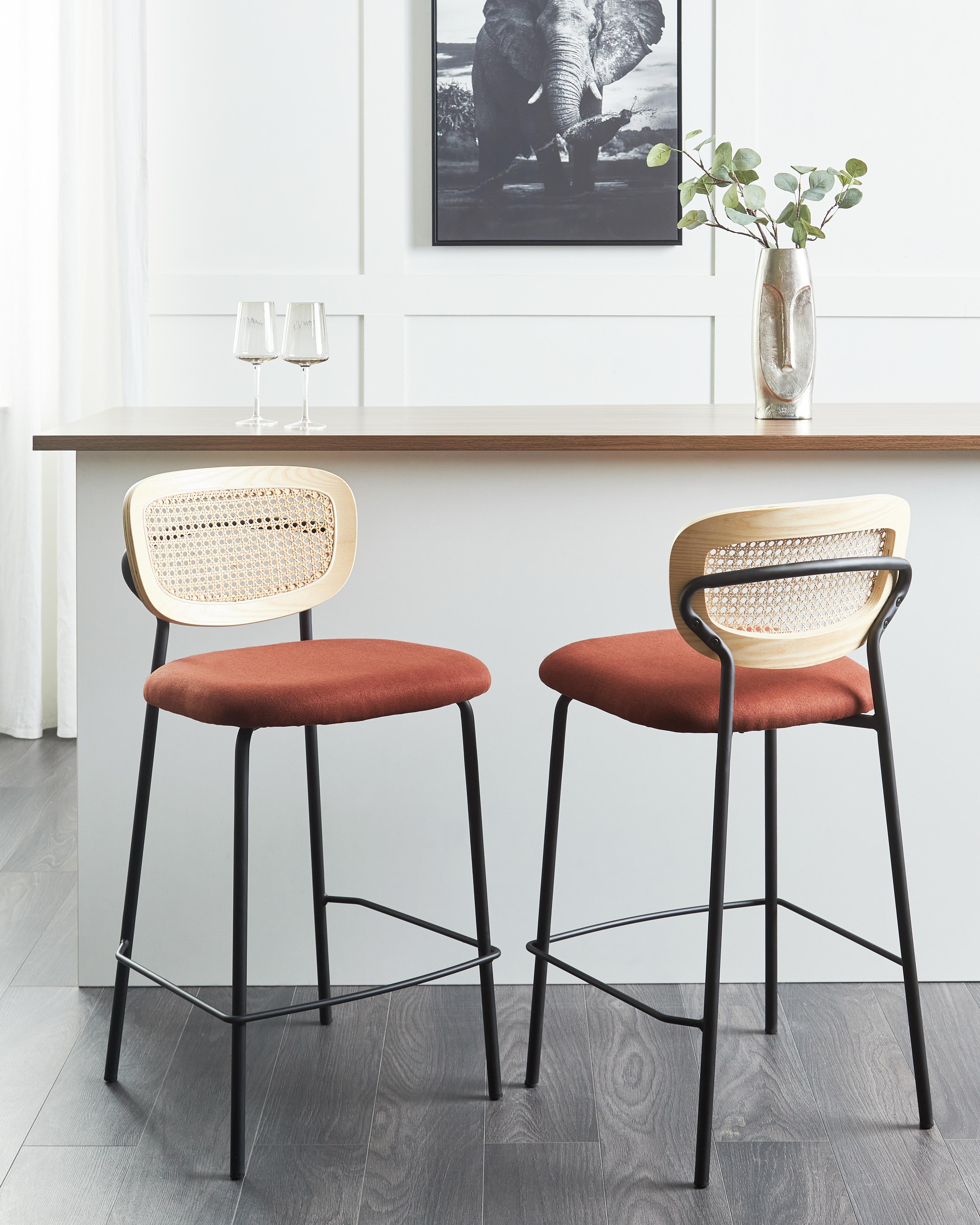 Set van 2 barstoelen MAYETTA Rotan Oranje