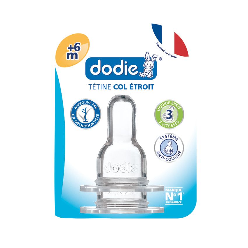 Lot de 2 tétines col étroit débit 3 liquide épais - Doré