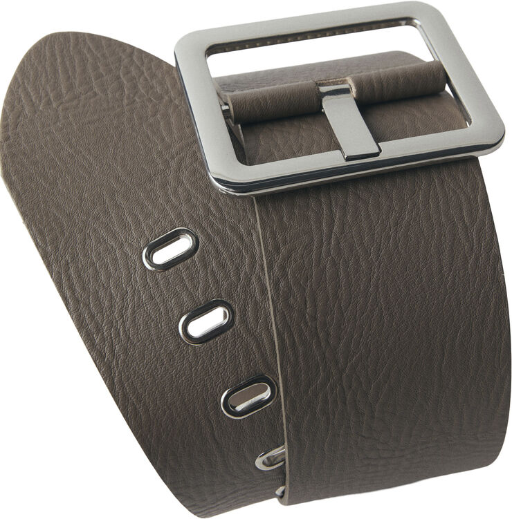 MANGO Wide leather belt Medium brown