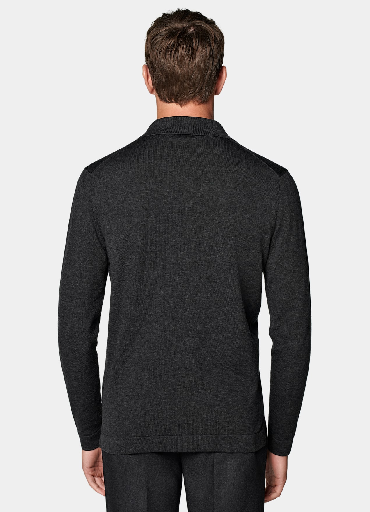 Cardigan col polo à manches longues gris foncé