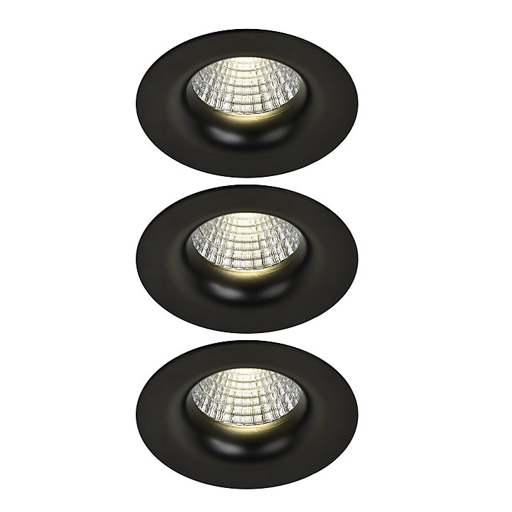 3 spots encastrables Hobson LED intégrée blanc neutre IP20 dimmable 450lm 6.1W Ø8.8xH.5.3cm noir GoodHome