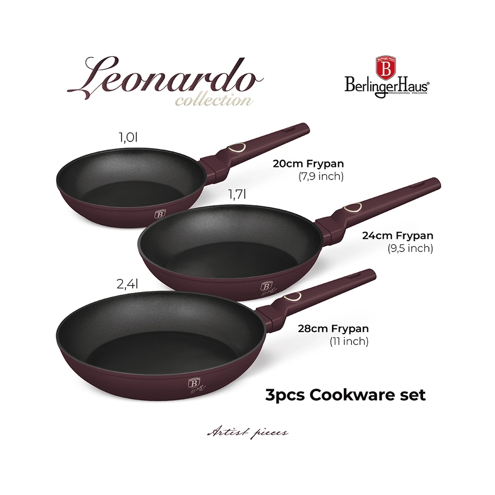 Berlinger Haus 3-teiliges Bratpfannen-Set Ø 20/24/28 cm Leonardo Collection