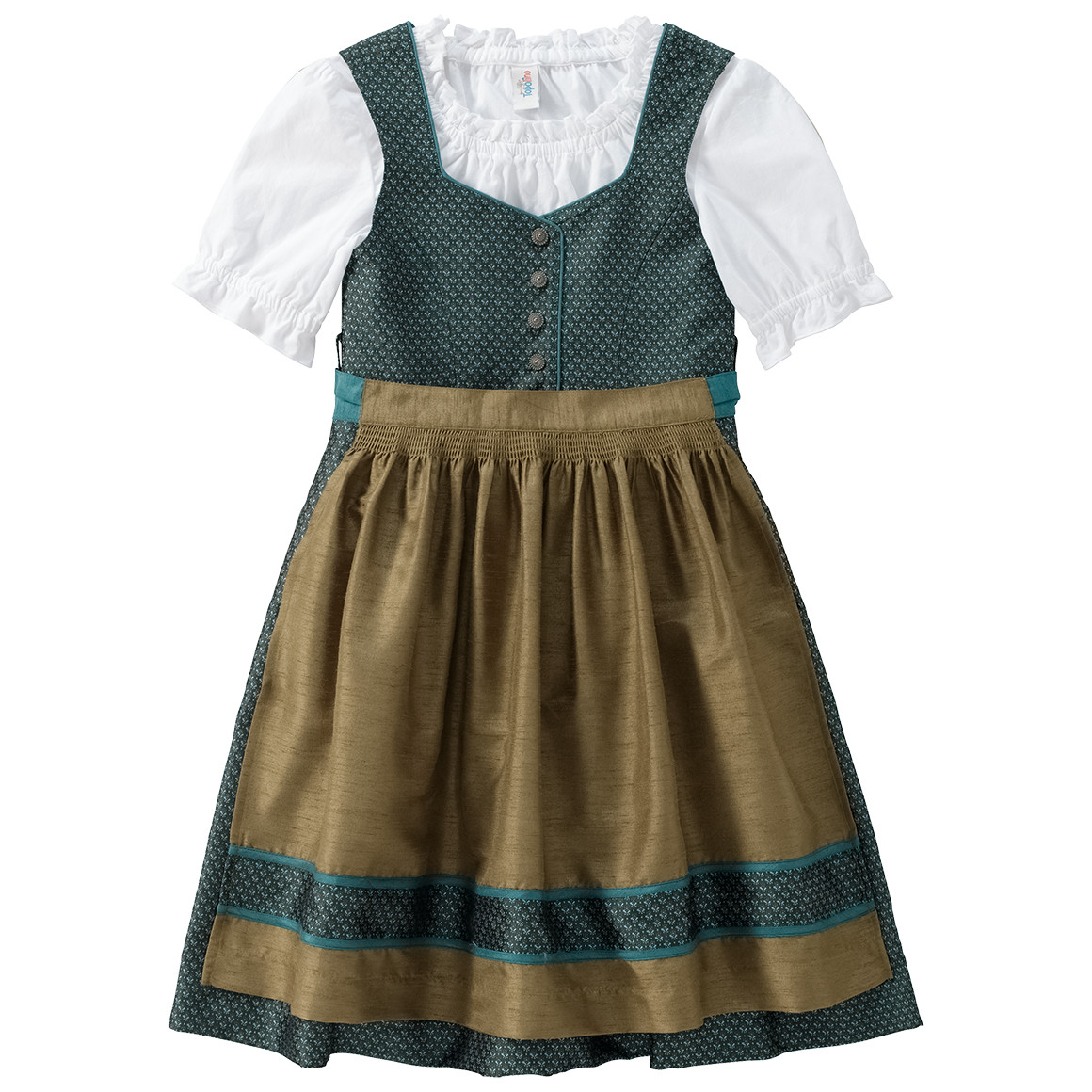 Topolino Mädchen Dirndl mit Jacquard-Muster petrol / helloliv