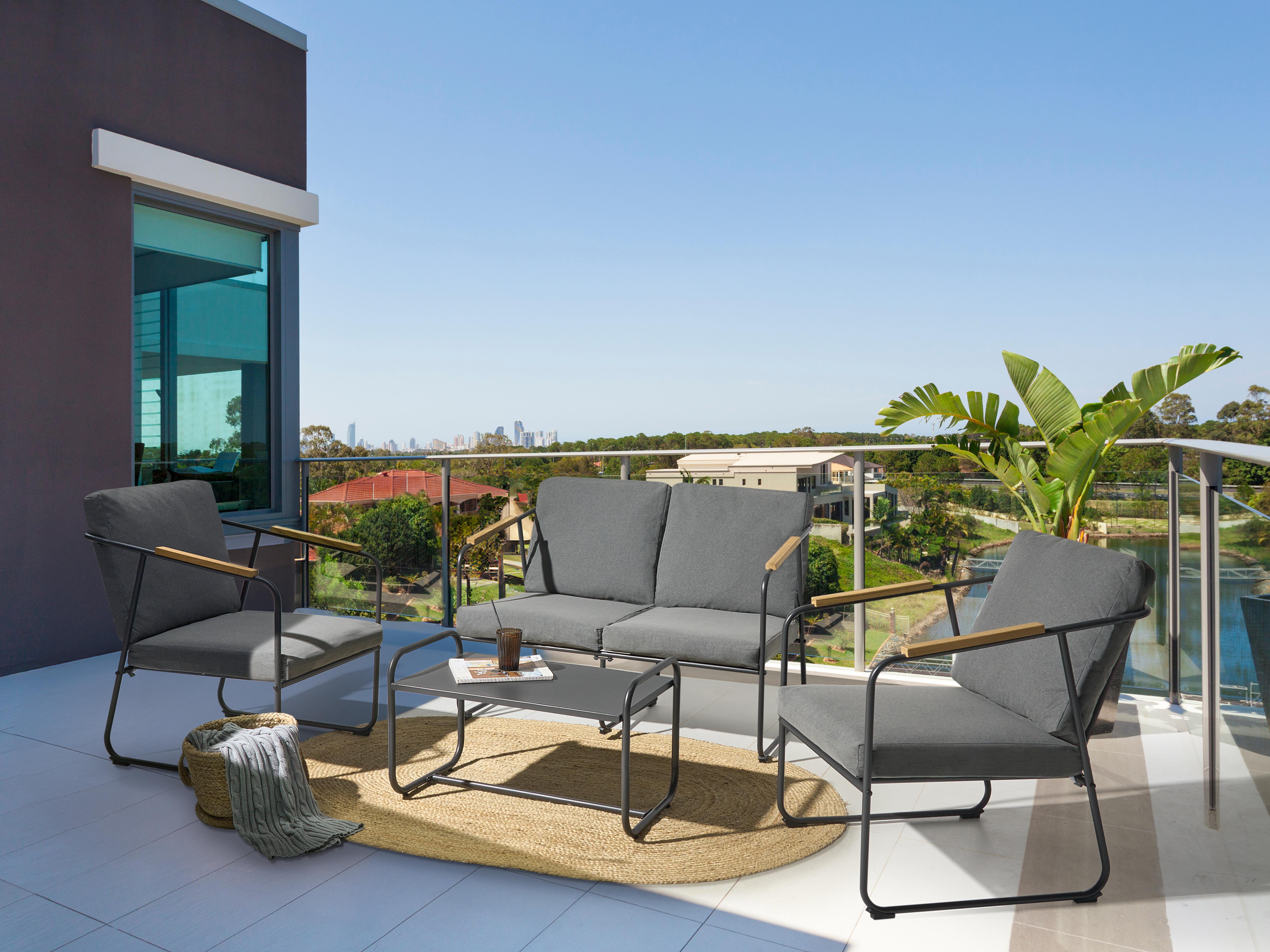 Loungeset met tafel 4-zits VEZZANA Metaal Grijs