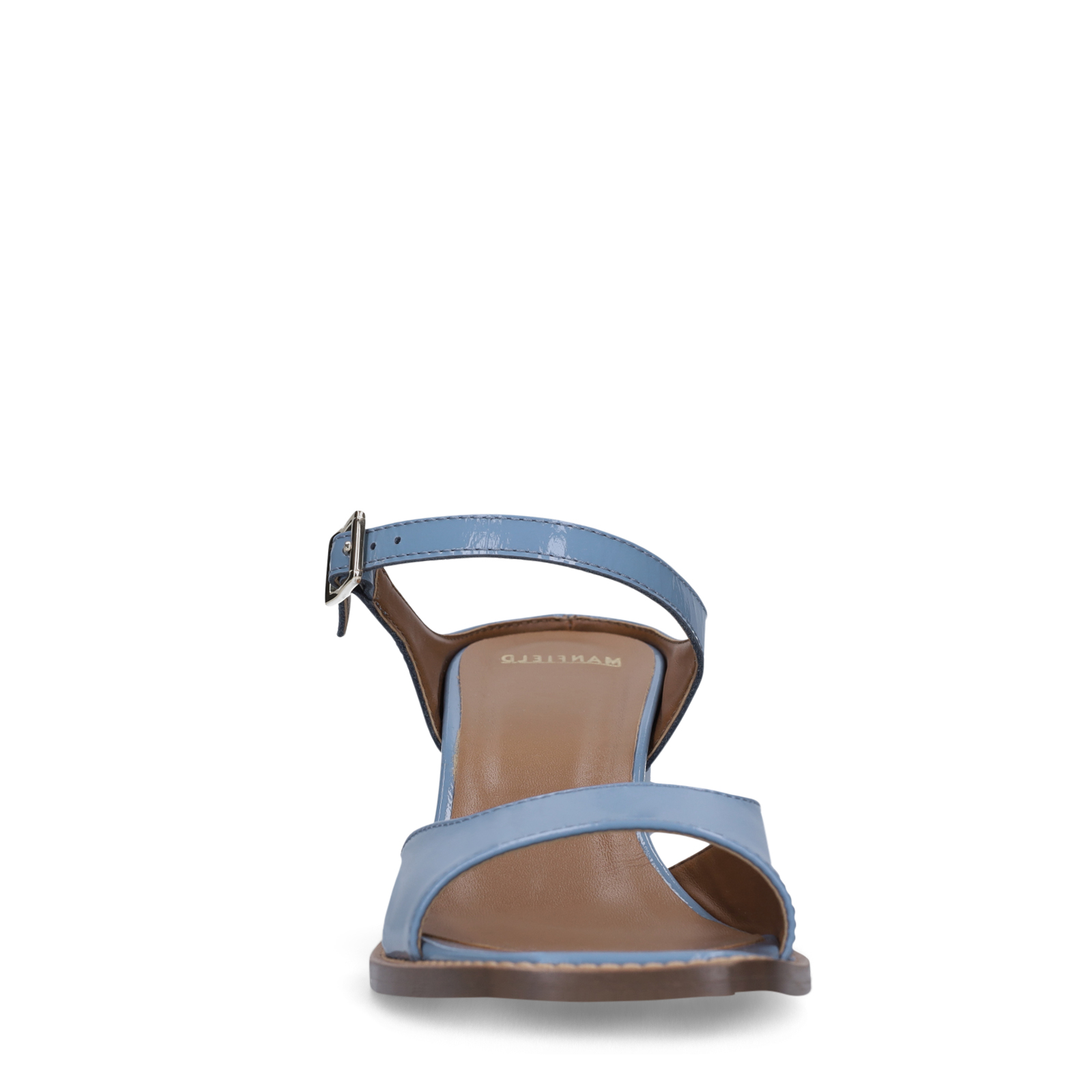 Blauwe lak leren sandalen met hak
