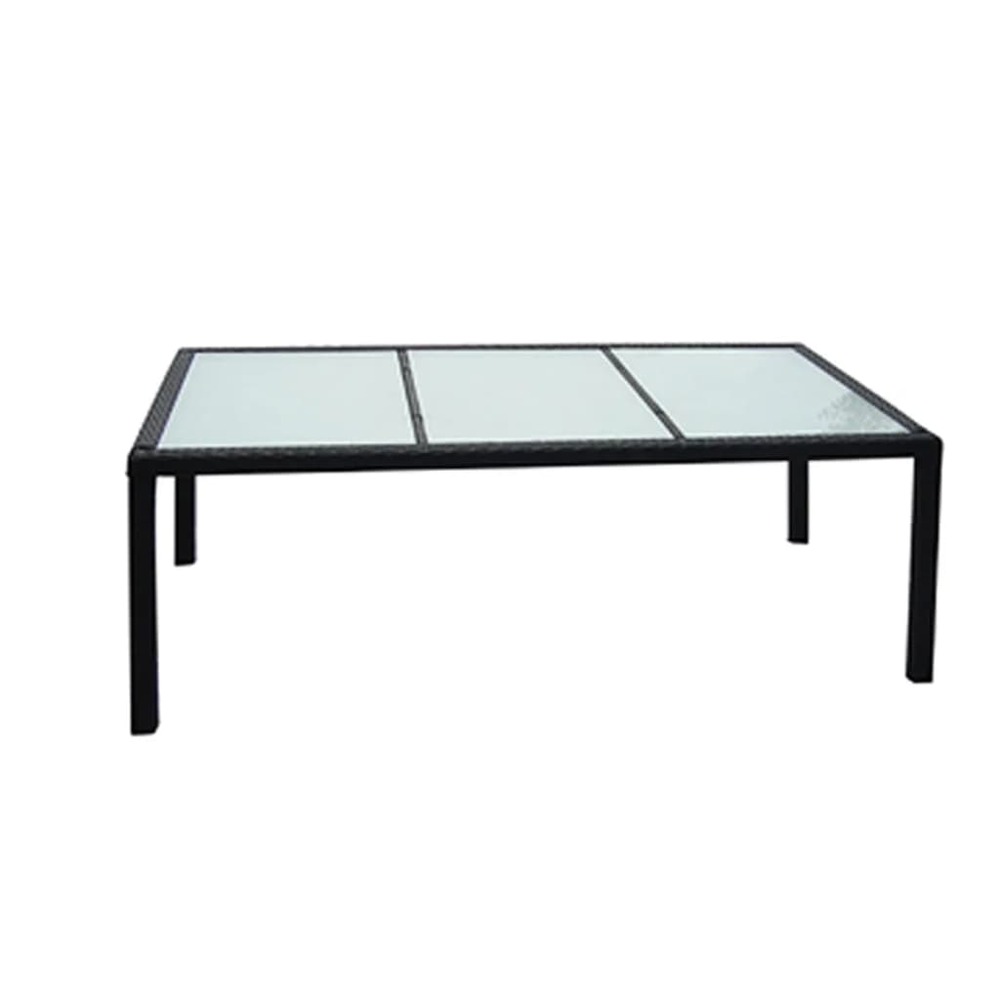 Mobilier à dîner salon de jardin 9 pièces et coussins résine tressée noir