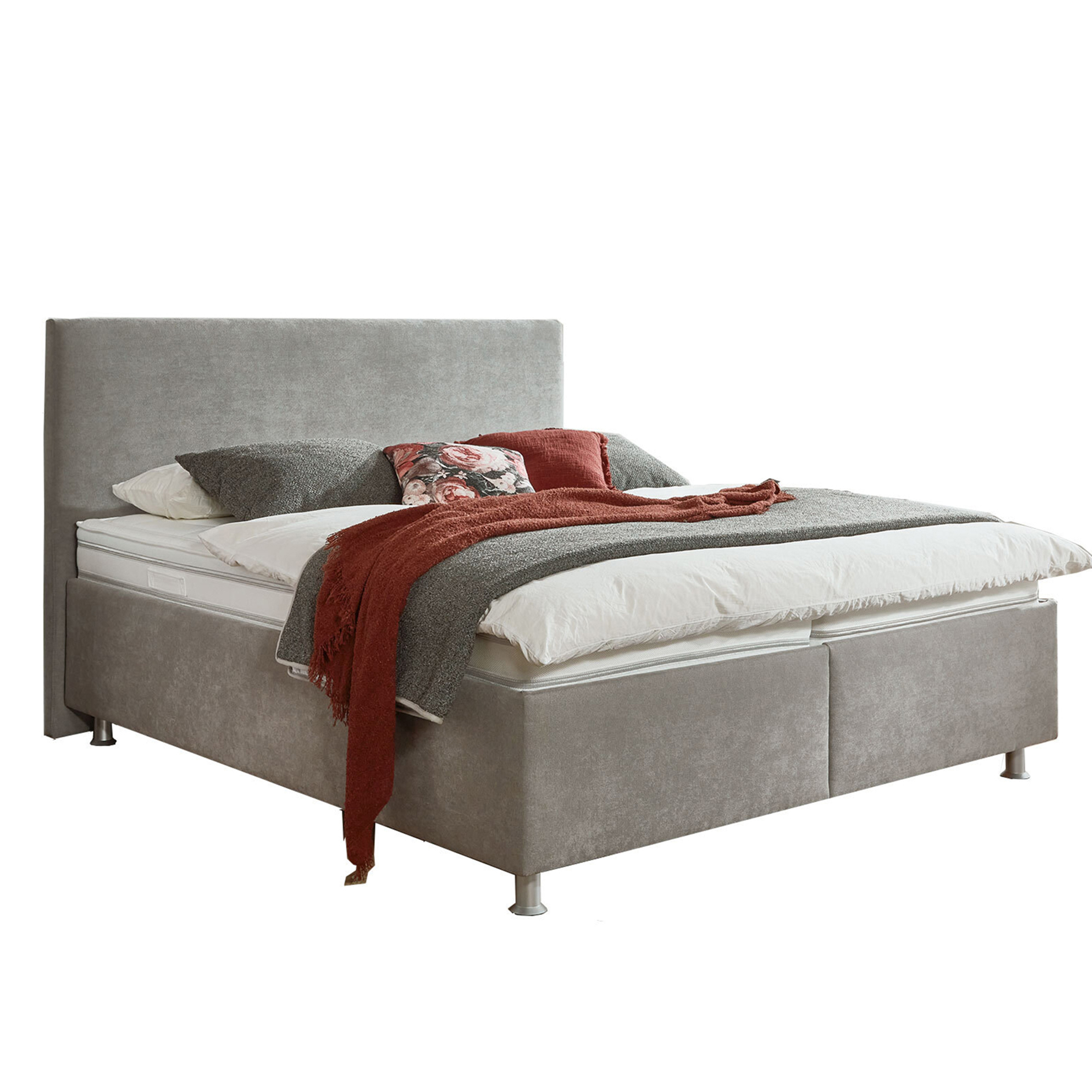 polsterpower Polsterbett - grau - H2/H3 oder H4/H5 - mit Bettkasten - 180x200 cm