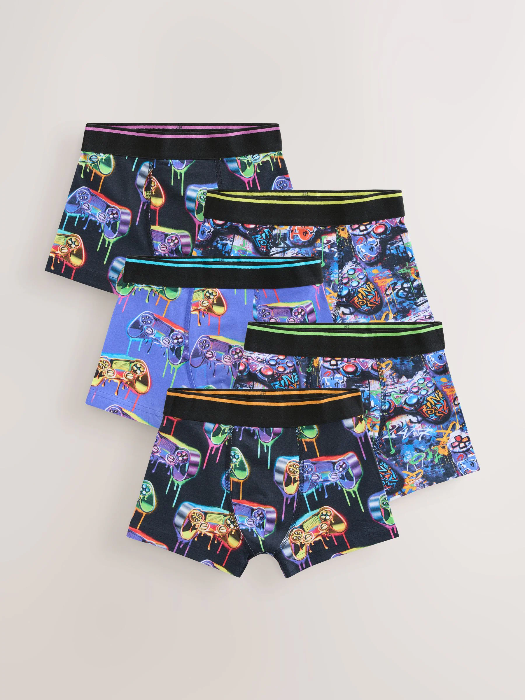 Grafittiprint gamer - Verpakking van 5 boxers (2-16jr)