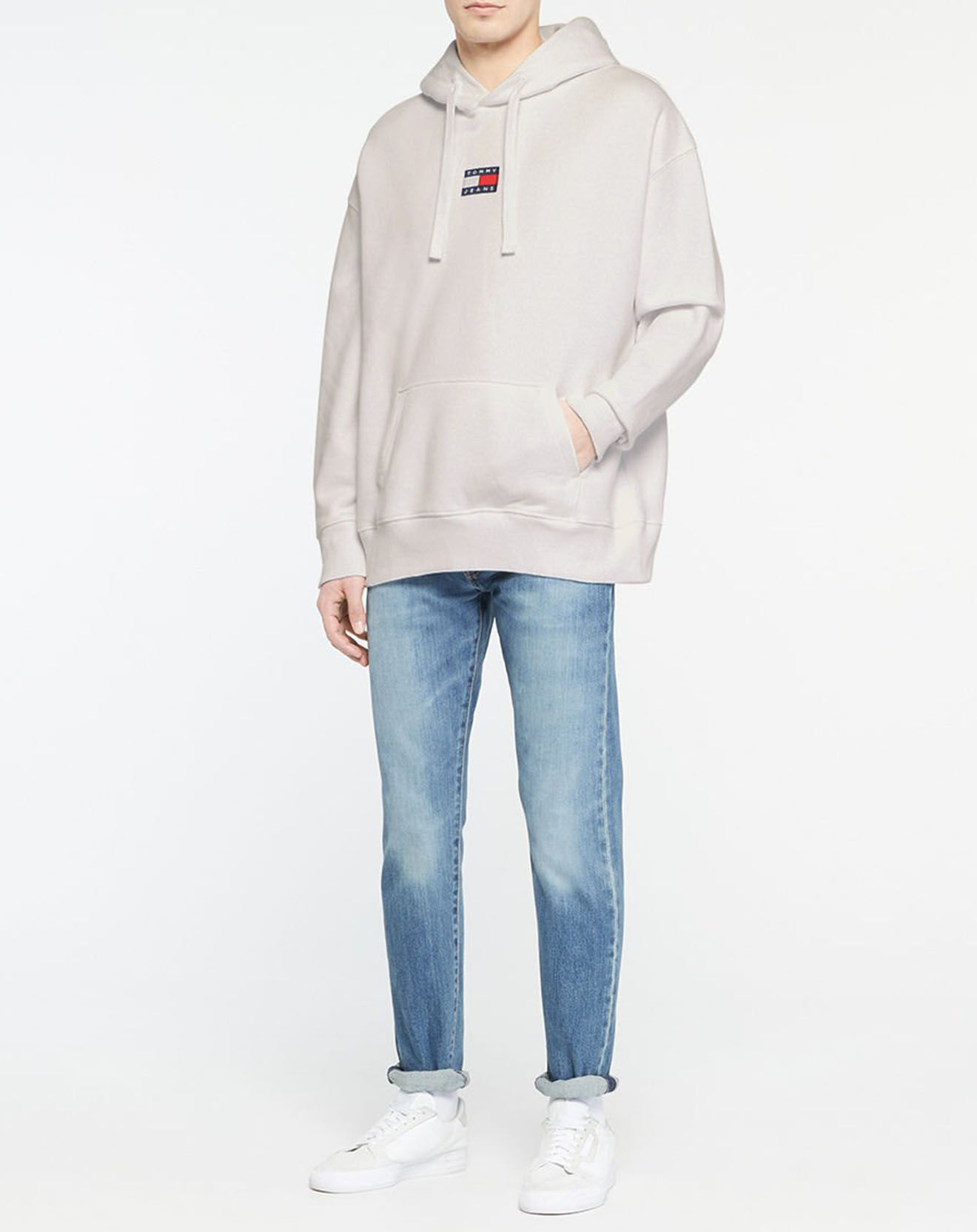 Tommy Jeans Sweat à capuche Tommy Badge blanc