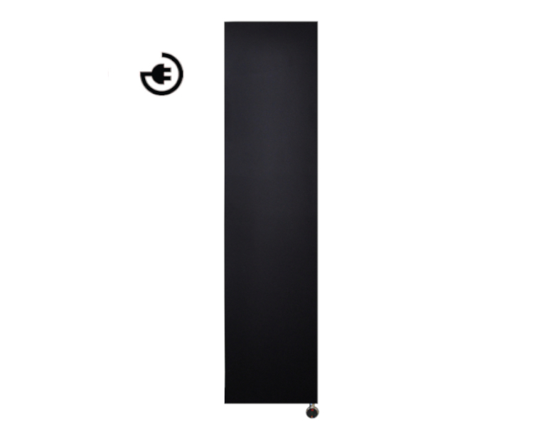 Sanicare Denso elektrische radiator 40x180cm zwart mat met thermostaat chroom rechtsonder