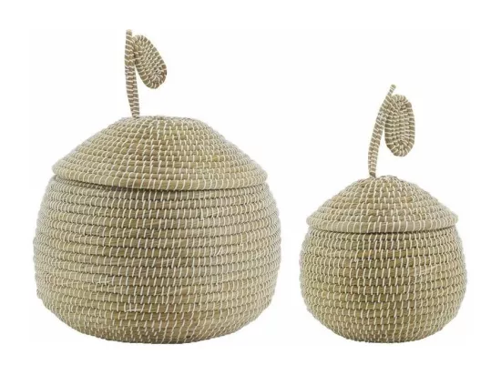 Coffres poire en jonc de mer (Lot de 2)