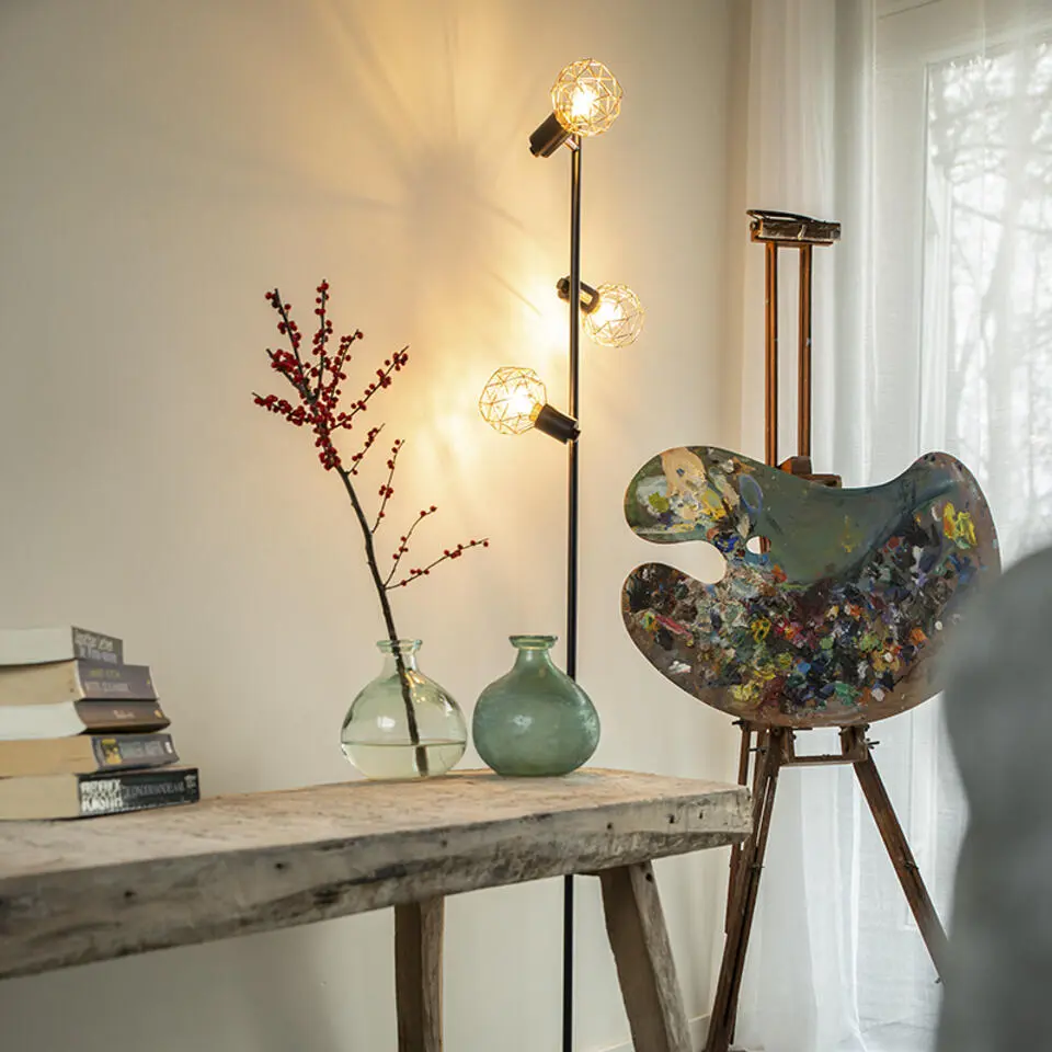 Qazqa vloerlampen mesh bruin e14
