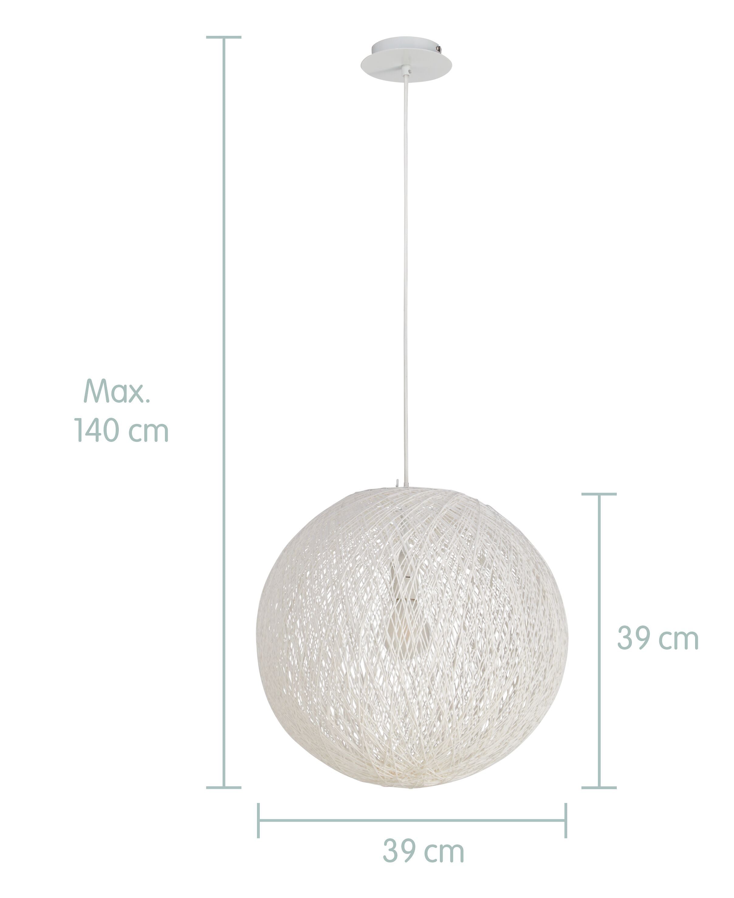 SAVANAH Hängeleuchte 40cm - Weiss / H: 135.0 cm x D: 40.0 cm