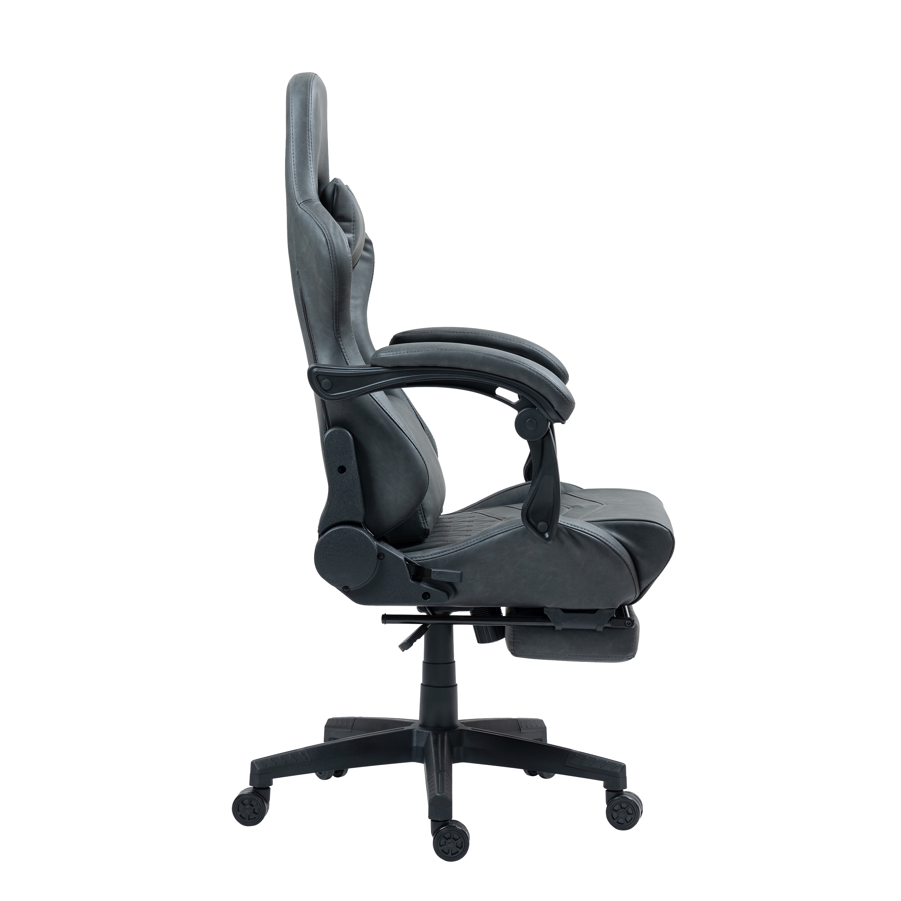 Gamingstuhl Bürostuhl Leder mit Massagefunktion GREG grau