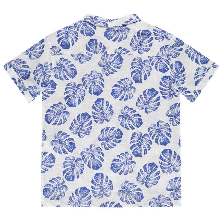 Chemise manches courtes imprimé feuilles pour garçon - Blanc