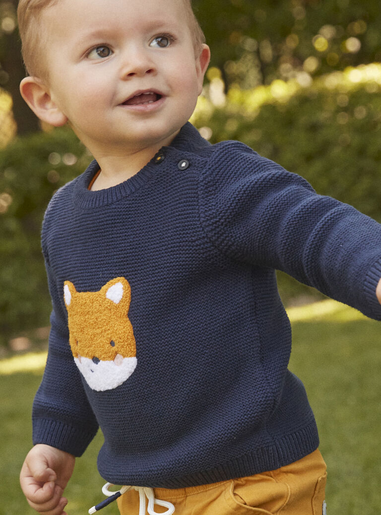 Pull bleu marine en tricot