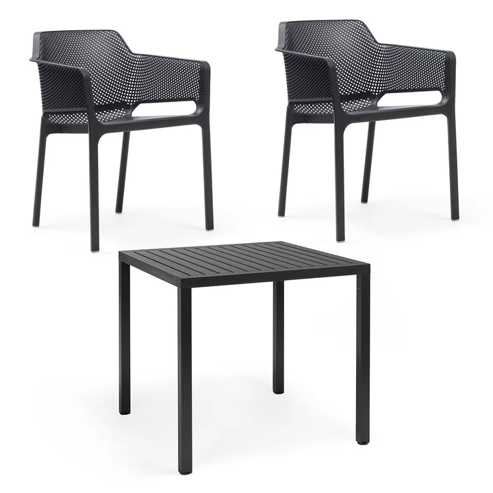 Nardi - Net Armlehnstuhl (2x)   Cube Tisch 80, anthrazit