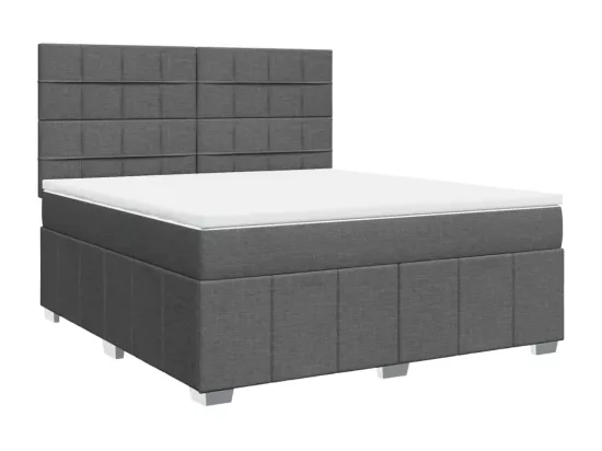 Sommier à lattes de lit avec matelas Gris foncé 180x200cm Tissu