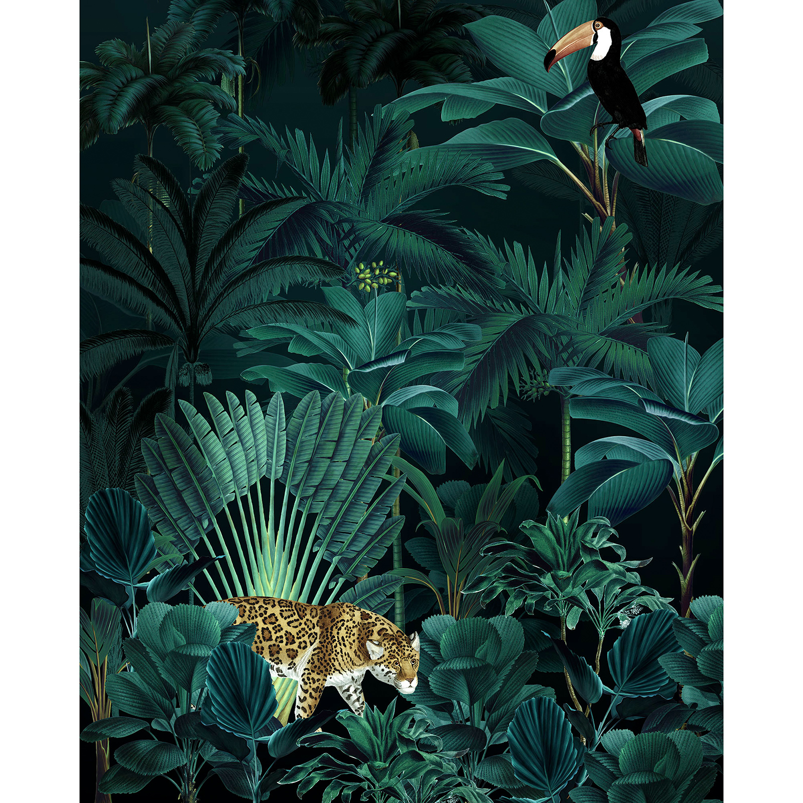 Vlies-Fototapete JUNGLE NIGHT - grün-schwarz - 200x250 cm