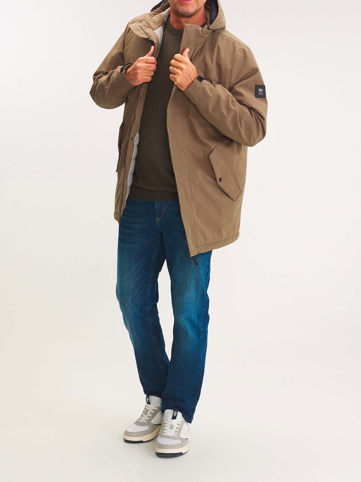 Veste Homme Imperméable Mi-Longue Kaki