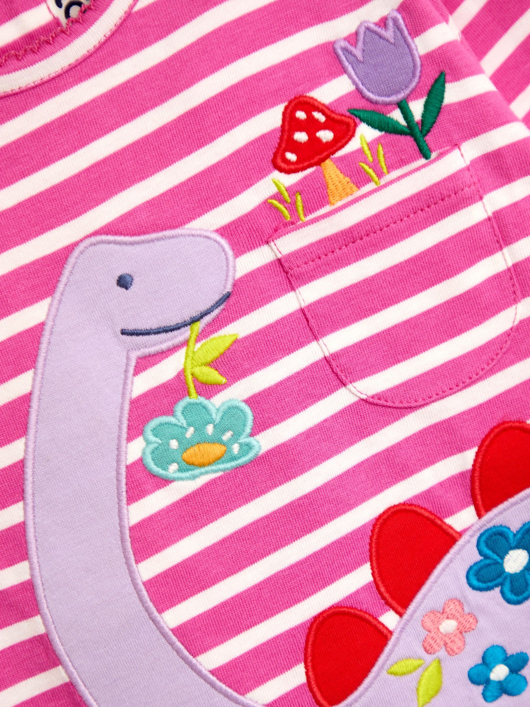 Fuchsiaroze met dinosaurussen - JoJo Maman Bébé top met Strepen applicatie