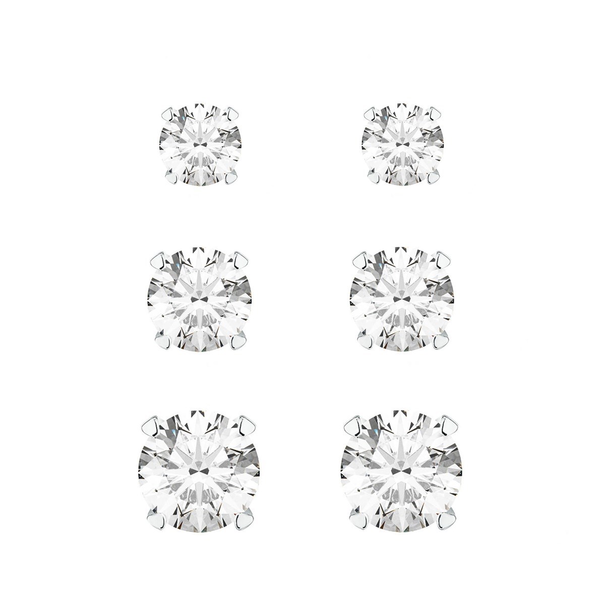 Set de 3 paires de boucles d'oreilles oxydes en argent 925 rhodié 3 mm, 4 mm et 5 mm