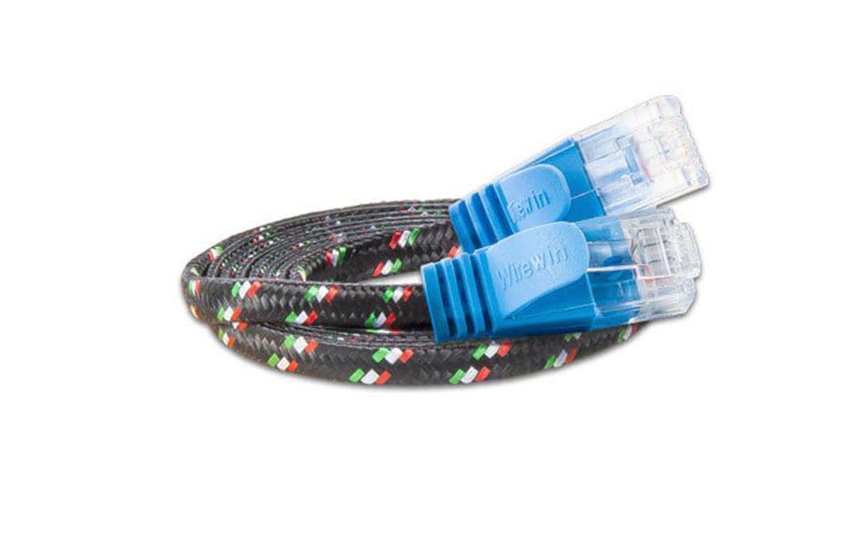 Slimpatchkabel RJ-45 - RJ-45, Cat 6, UTP, 2 m, BlauRobustes, geschirmtes Twisted-Pair-Kabel (STP) mit Klinkenschutz
