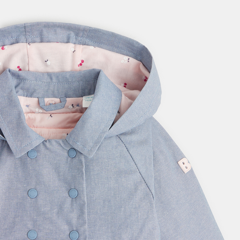 Manteau à capuche 3 en 1 bleu bébé fille