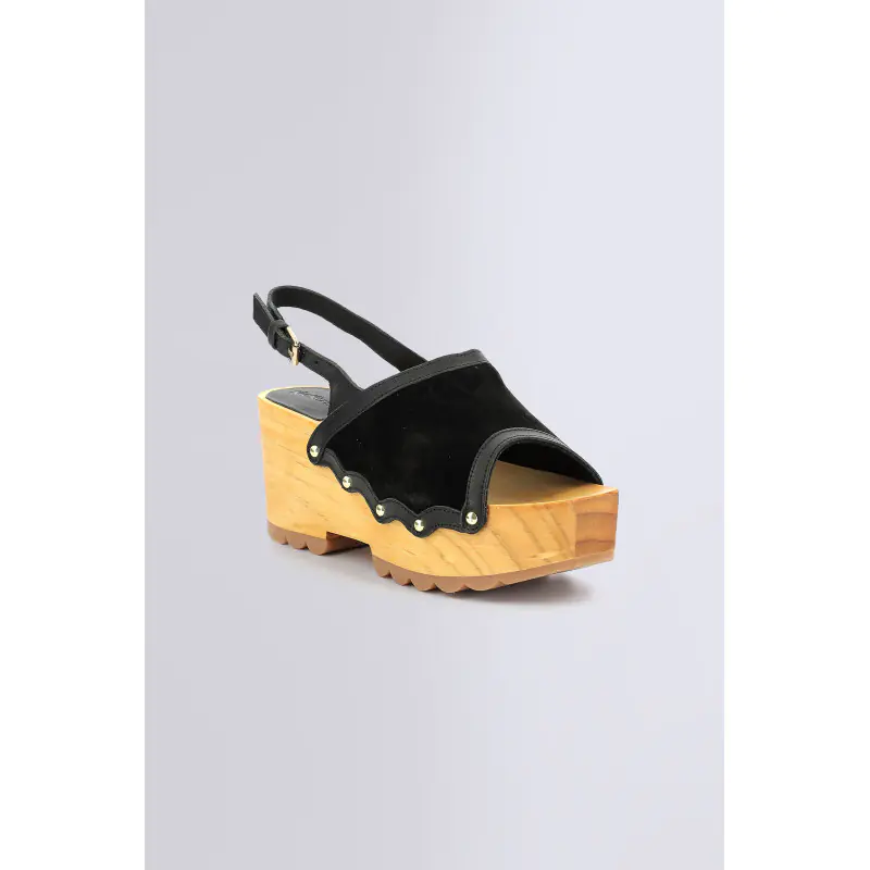 KICK WEDGE WOOD NOIR SANDALES Cuir Femme