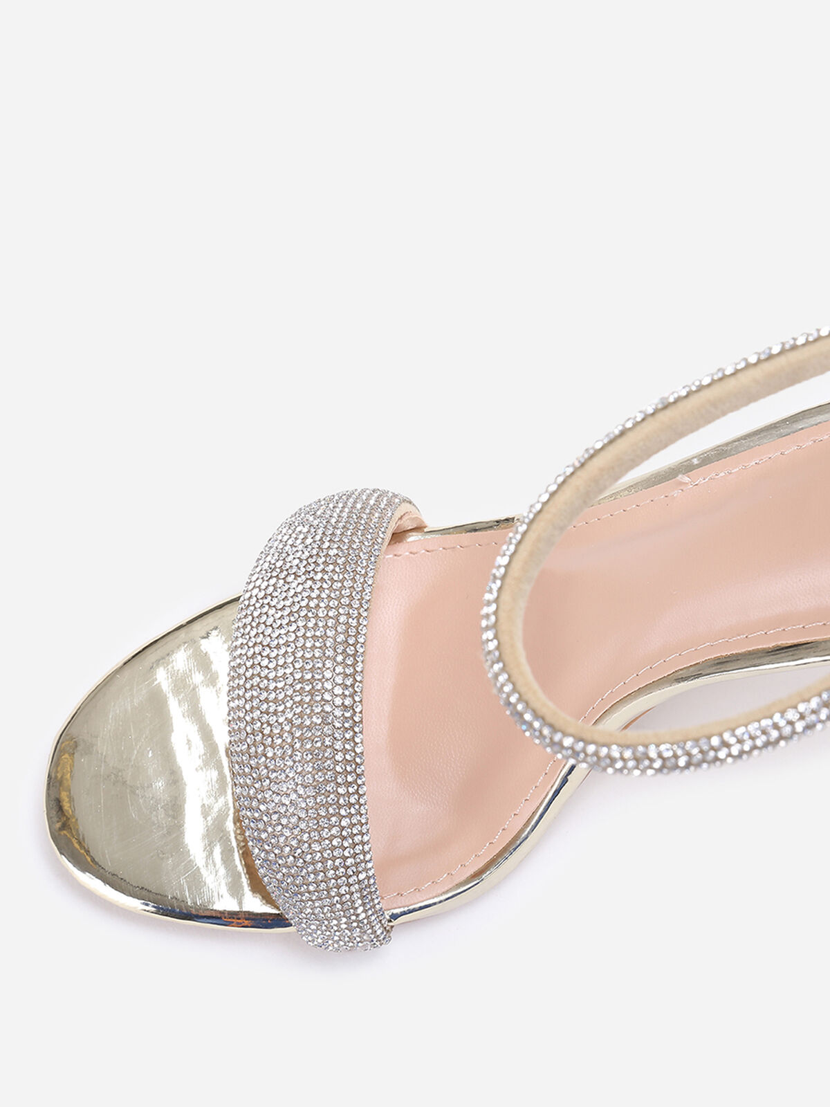 Sandales à brides arrondies en strass- Doré