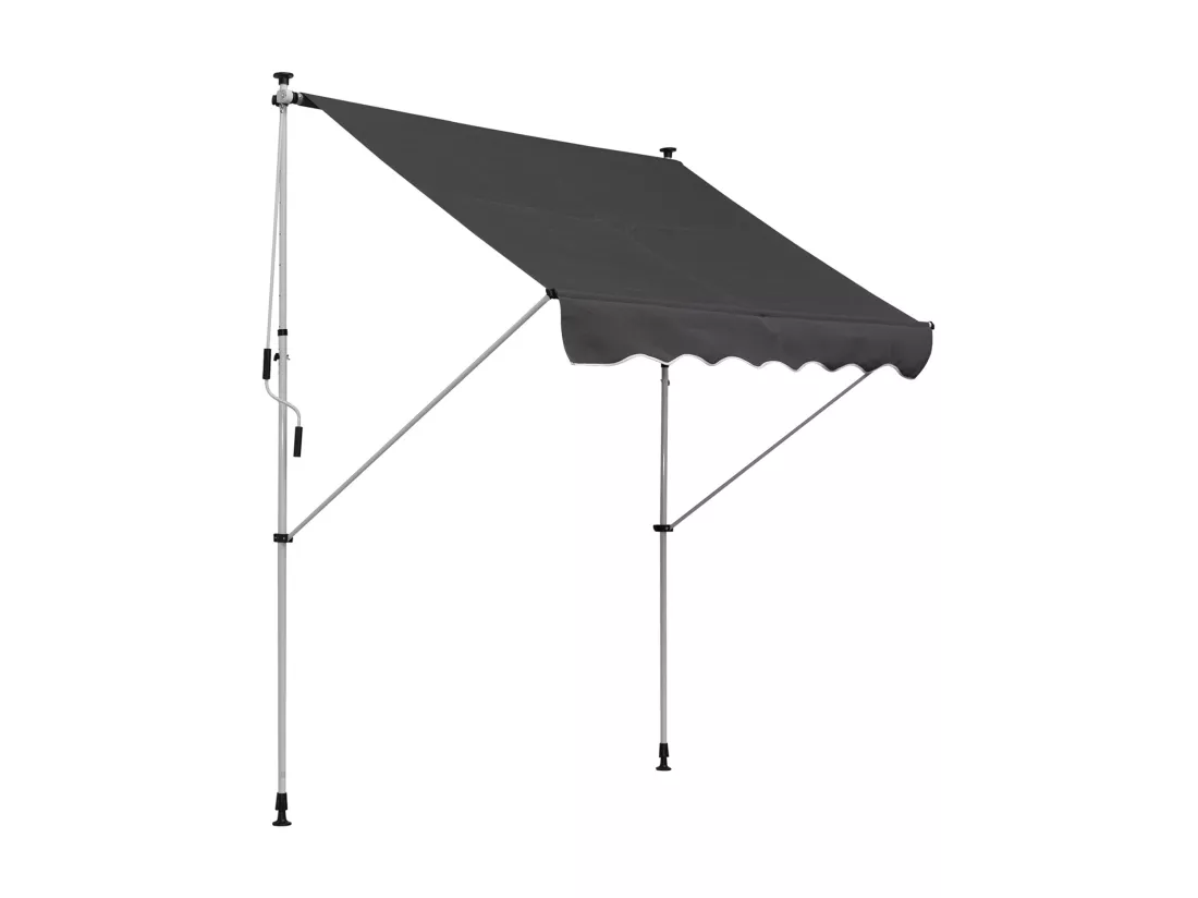 Store banne manuel rétractable 2L x 1,5l x 1,7-2,8H m inclinaison réglable installation rapide métal alu polyester gris