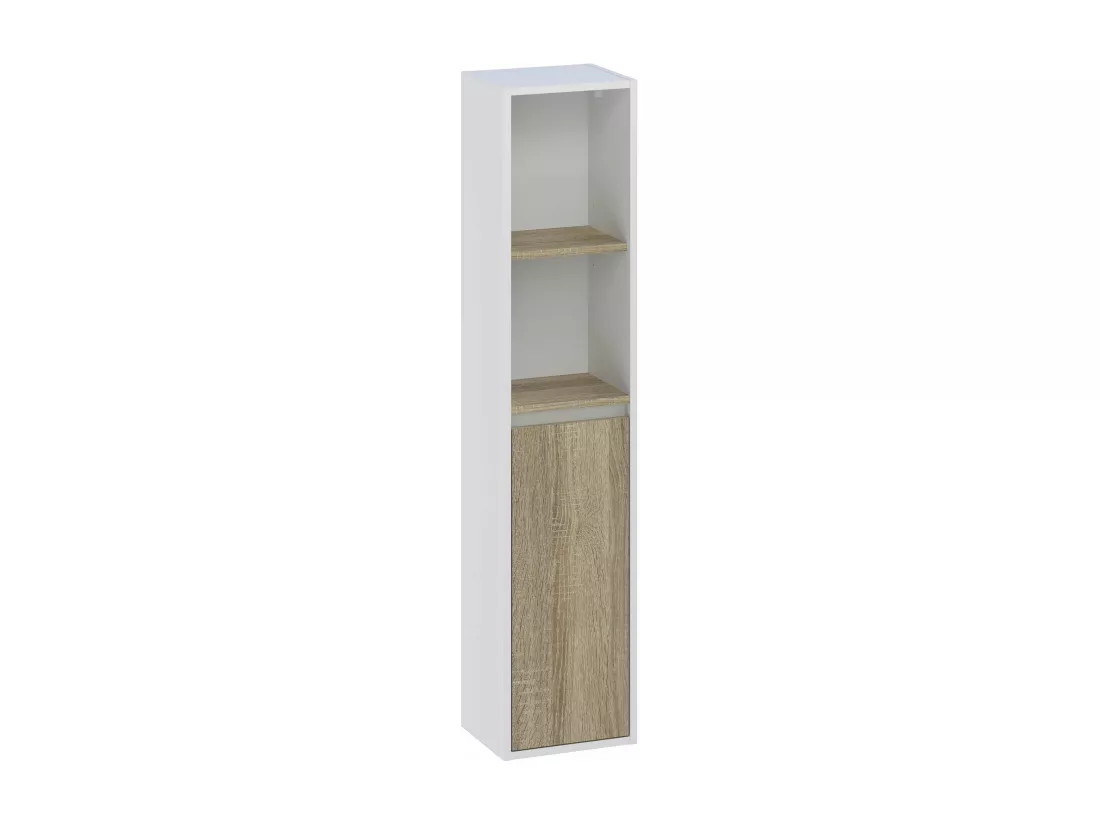 Colonne de salle de bain DORA 1 porte 140x30x25 cm chêne et blanc T-BATH