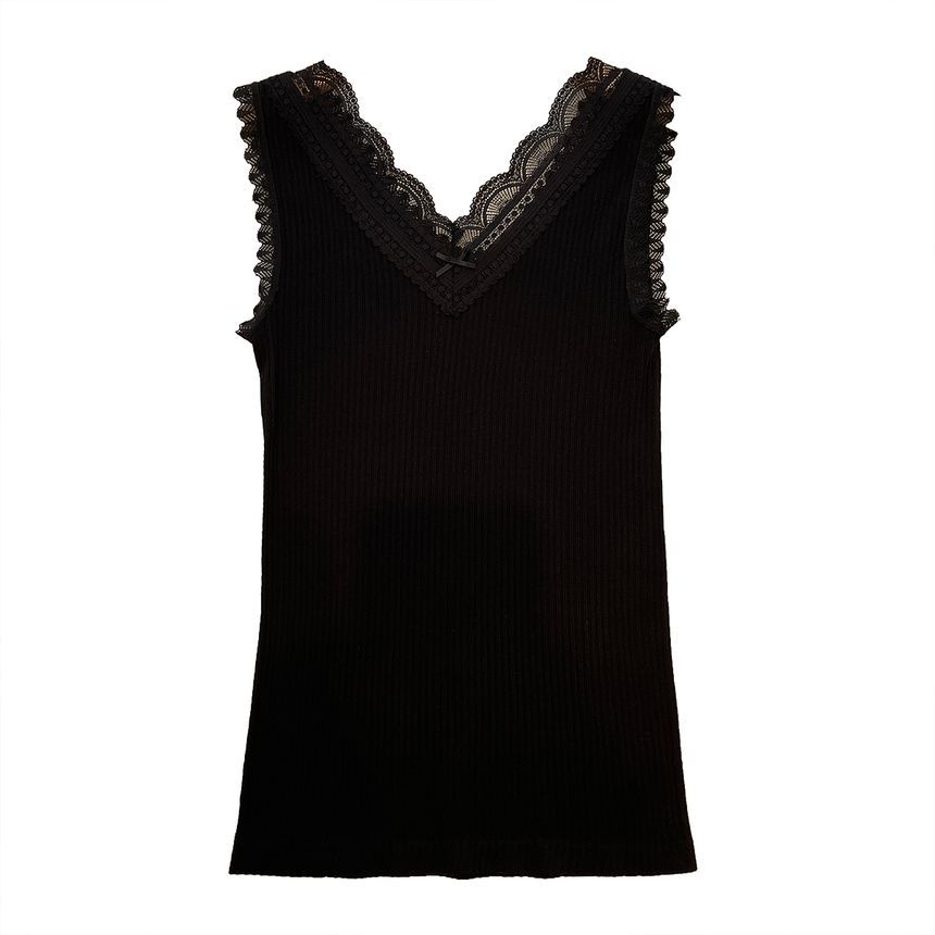 Shiodome - Tanktop met V-hals en kanten rand