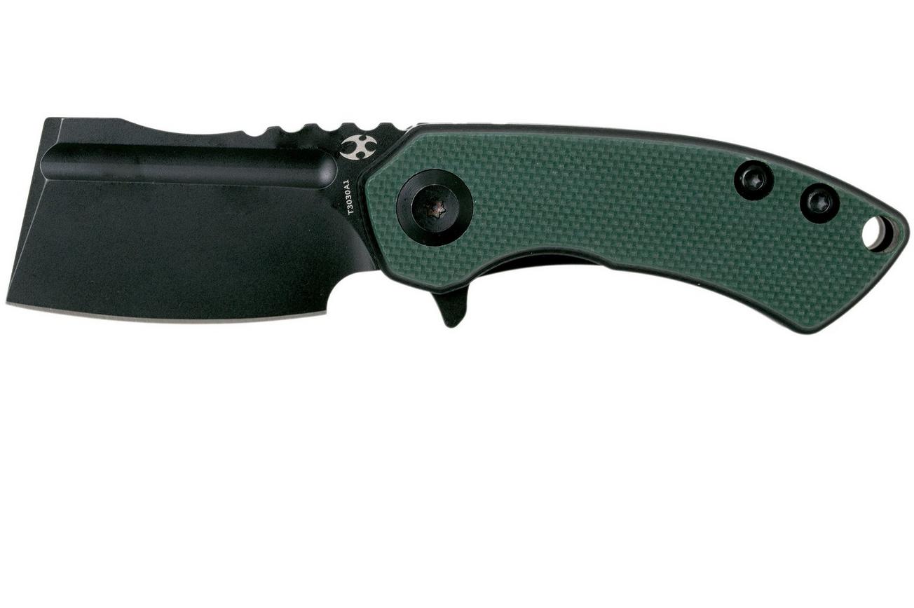 Kansept Mini Korvid T3030A1 Blackwashed, Green G10 zakmes, Justin Koch design