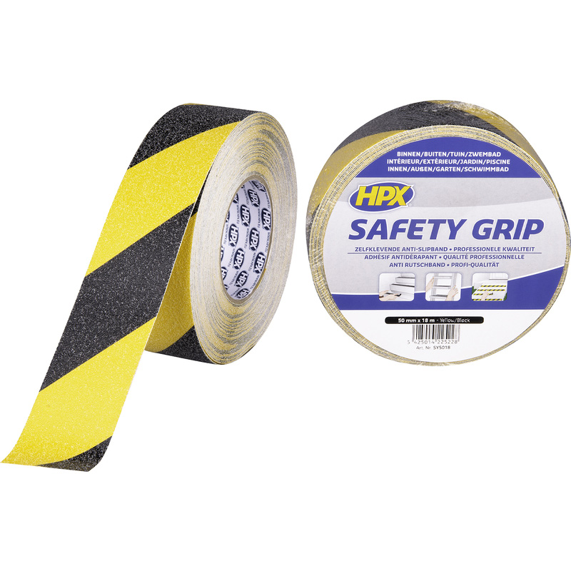 HPX anti-slip tape Geel/zwart 50mmx18m