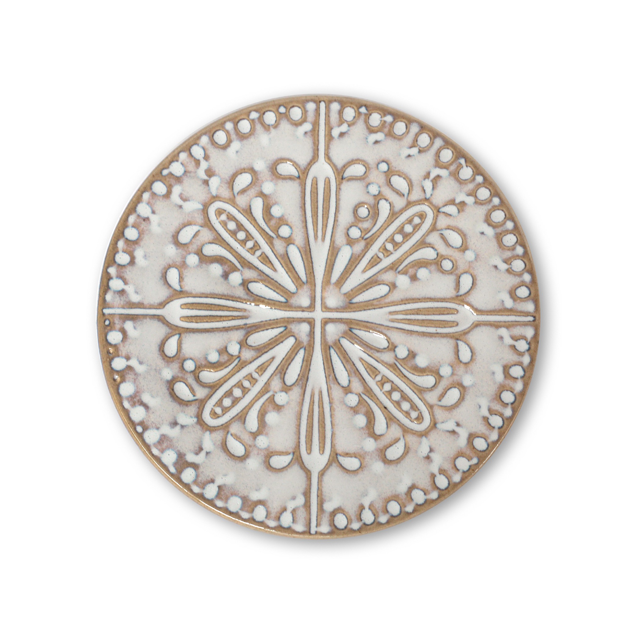 Keramikuntersetzer 'Ornament', beige, Ø 10 cm, H 1 cm zu 5,00