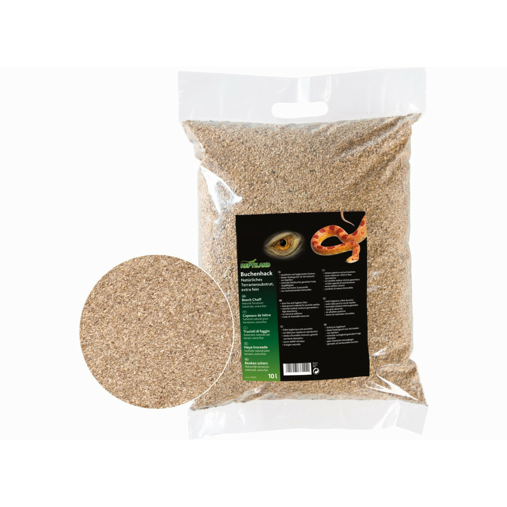 Copeaux de hêtre 10 litre substrat naturel extra fin pour reptiles.