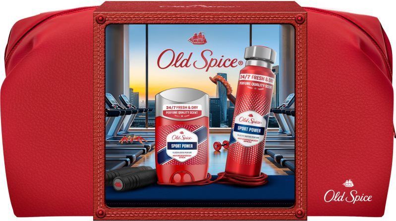 Old Spice - Sport Power - Lichaamsverzorgingsset - 150 ml Antitranspirant Spray - 50 ml Vaste Antitranspirant