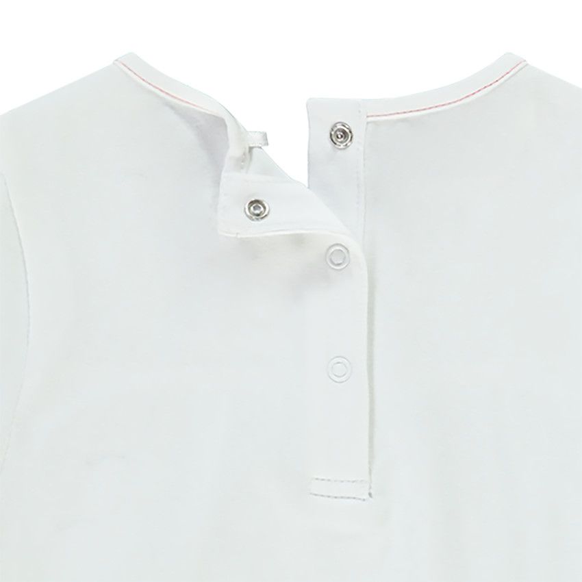 T-shirt manches courtes en jersey avec print jungle et noeud fantaisie pour bébé fille - Blanc