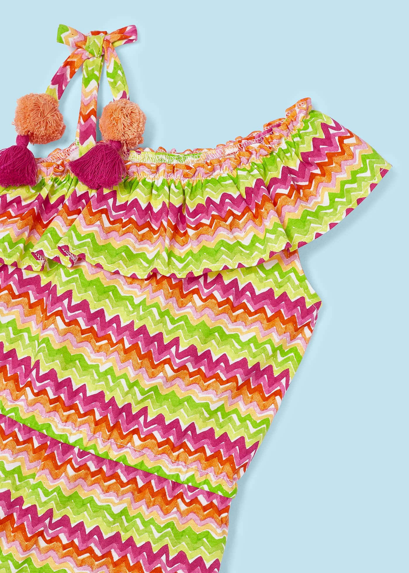 Macacão estampado assimétrico para meninas, cor tinta