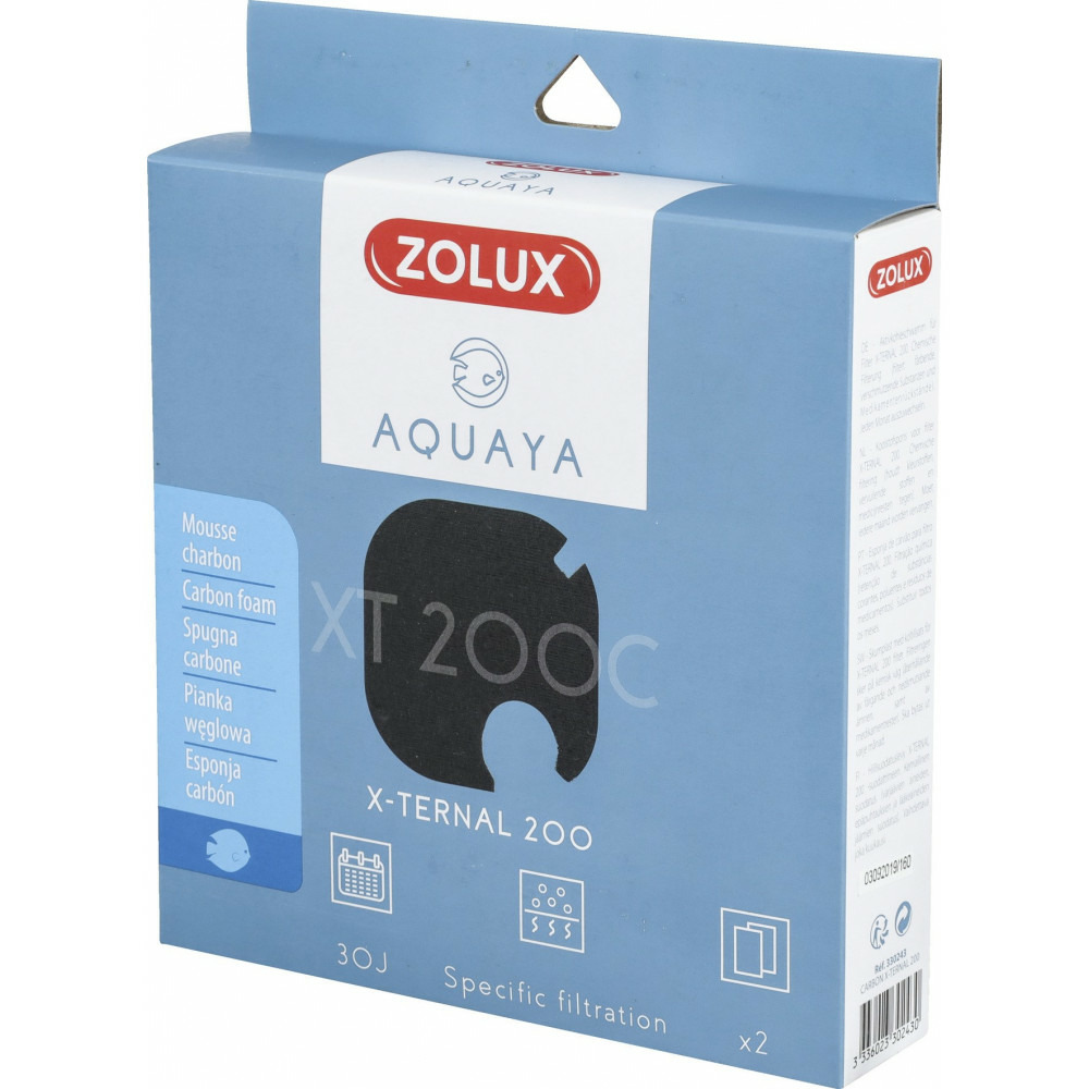 Filtre pour pompe x-ternal 200, filtre xt 200 c mousse charbon x2 pour aqua
