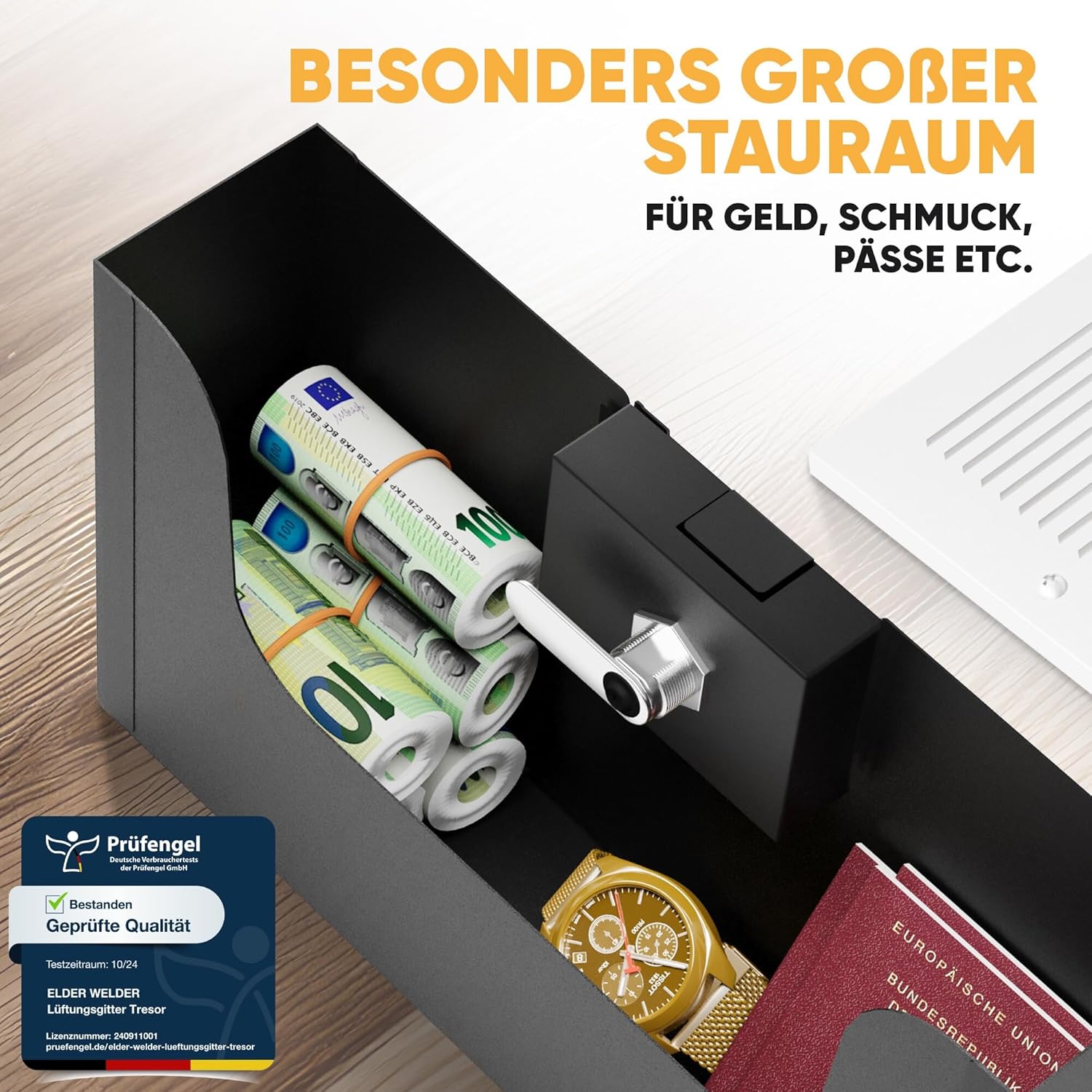 Elder Welder® Lüftungsgitter Safe Tresor mit verstecktem Zahlenschloss | Wandtresor zum Einmauern | Versteckter Wandsafe als Geheimfach | Einbautresor für Geldversteck Geheimversteck | Tresor Versteck