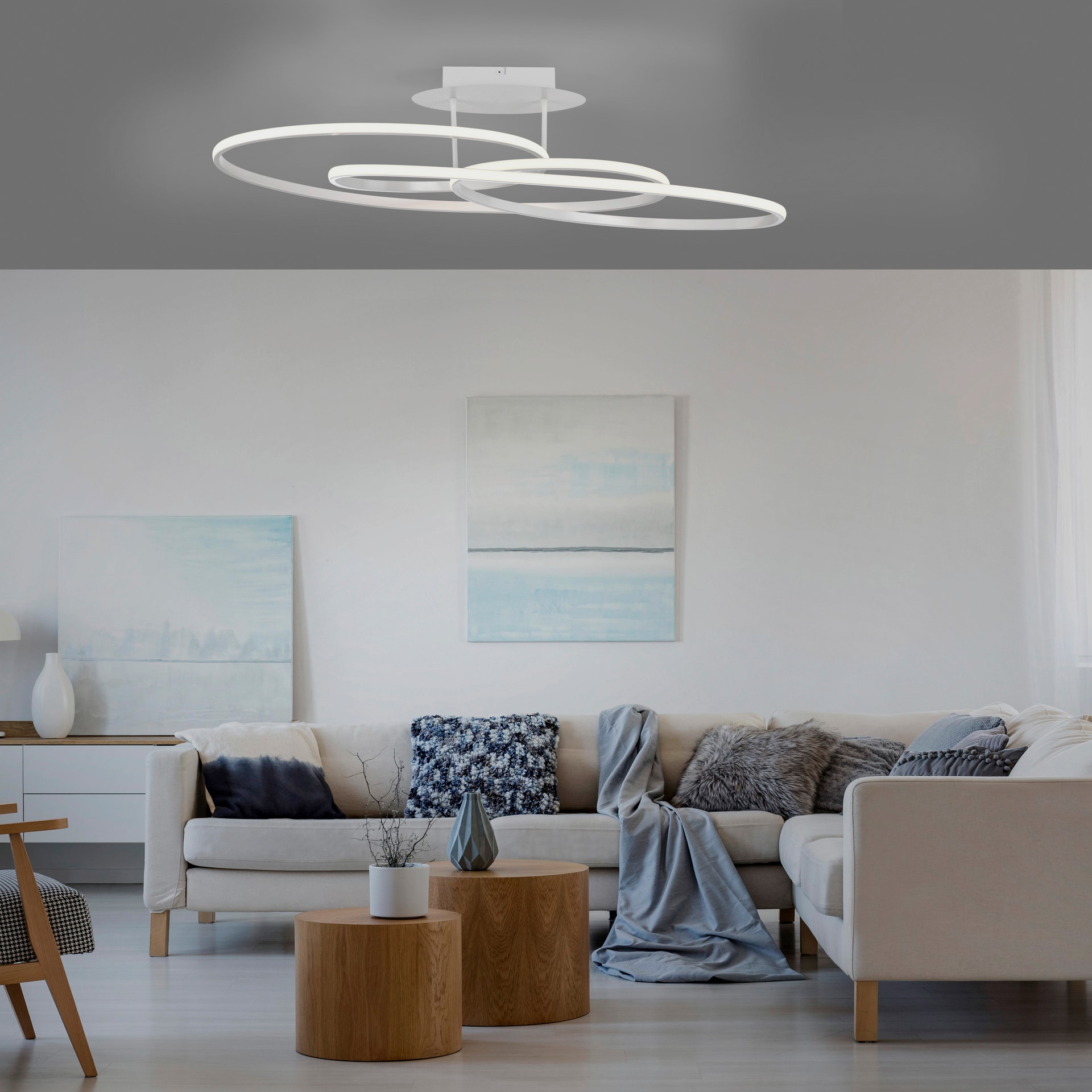 JUST LIGHT LED Deckenlampe LUMACA 81 x 30,5 cm weiß