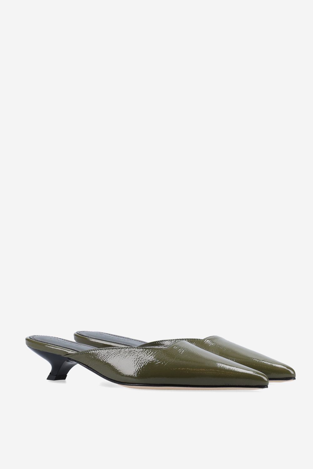 Trip patent leather mules