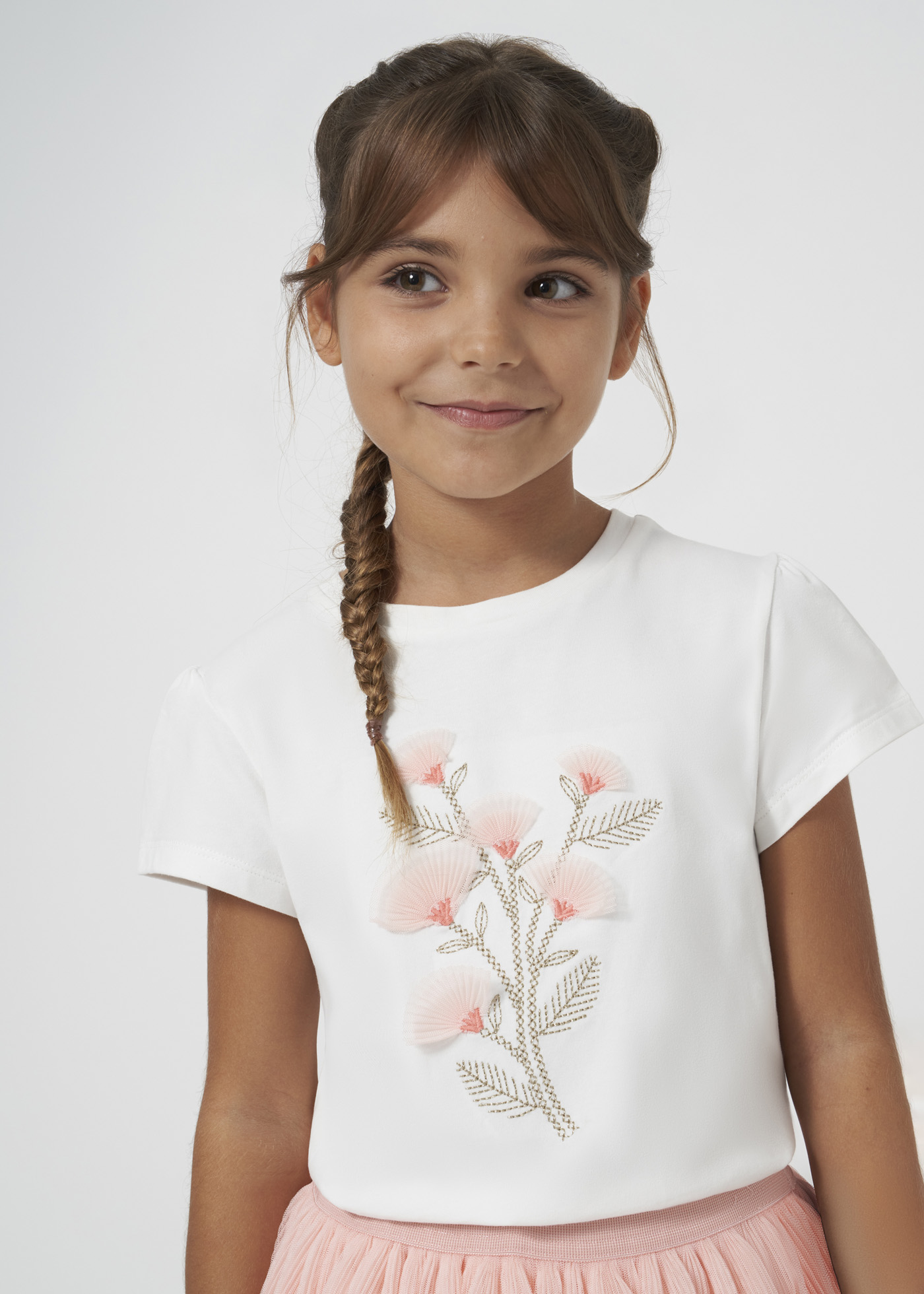 Camiseta floral bordada Quartz para meninas