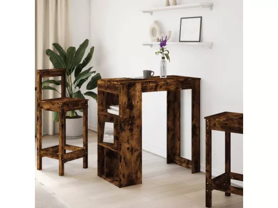 Table de bar avec étagères chêne fumé bois d'ingénierie