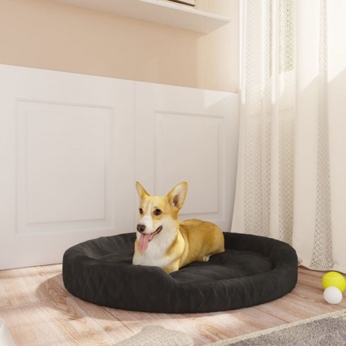 Cama redonda acolchoada preta para cães Vidaxl
