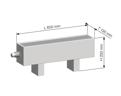 Vrijstaande convectorradiator KORALINE Optimal LKO H 250 x L 600 x D 130 mm wit incl. voeten